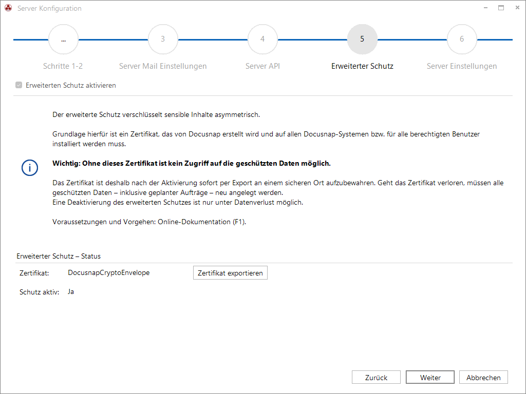 Docusnap Konfiguration Erweiterter Schutz
