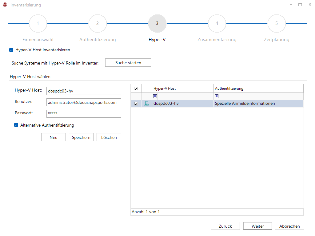 Docusnap Inventarisierung Hyper-V