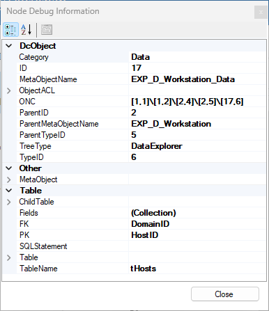 Node Debug Information