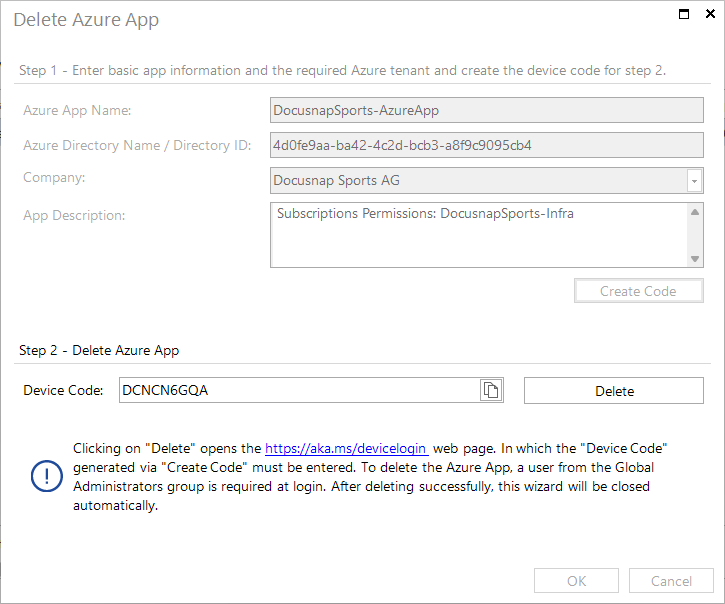 Docusnap Azure Apps Delete