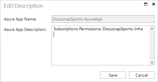 Docusnap Azure App Edit Description