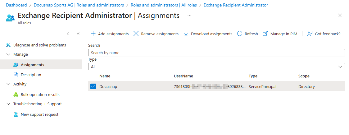 “Docusnap Exchange Online Send As”