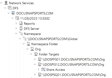 Docusnap Inventory DFS Tree Namespace