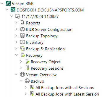 Docusnap Inventory Veeam Tree Overview