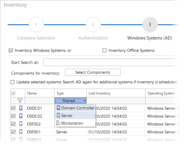 Docusnap Inventory Windows Systems Filter