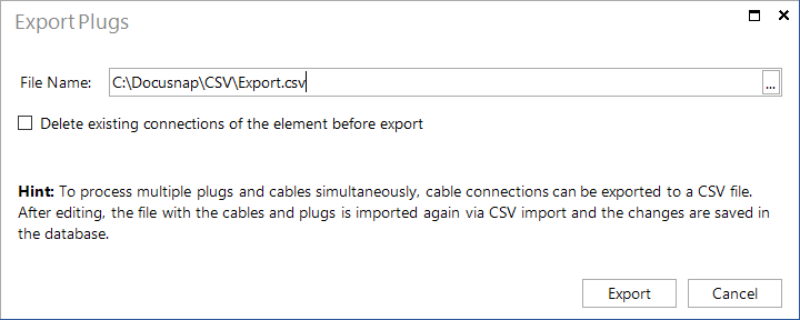 Docusnap-Physical-Infrastructure-Cable-Export-Dialog